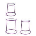 SET3 PURPLE MAGIC COFFEE TABLE STEEL-GLASS