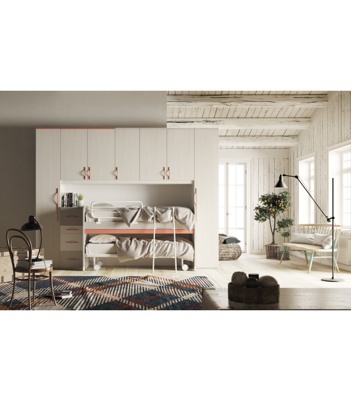 Luna high bed with bed and pull-out shelves | S. MARTINO MOBILI | Arredinitaly