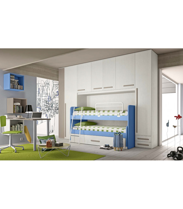 Luna triple bed with pull-out shelves | S. MARTINO MOBILI | Arredinitaly