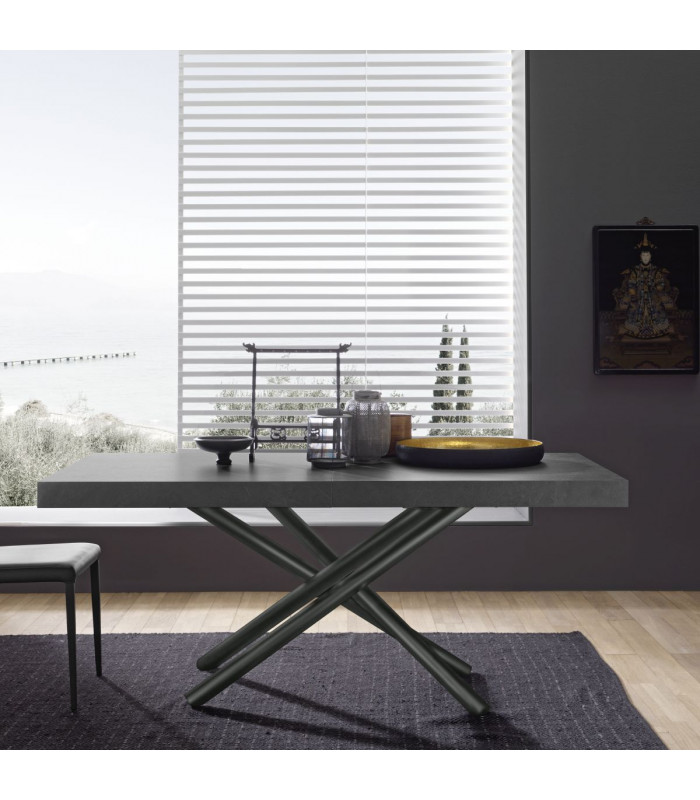 ALTACOM - Table rectangulaire fixe ou extensible avec base en métal peint