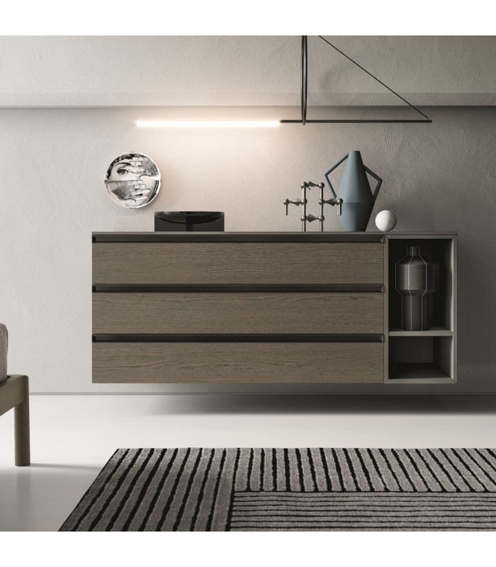 EGO 3 DRAWERS WITH OPEN, FLOOR OR SUSPENDED COMPARTMENT - NIGHTSTANDS AND DRESSERS | Arredinitaly