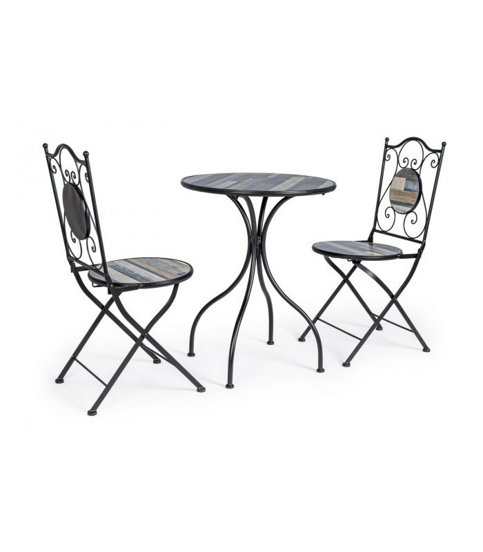 SET3 TABLE+2 CHAISES PLIANTES HUSTON - Ensemble table et chaises de jardin | Arredinitaly