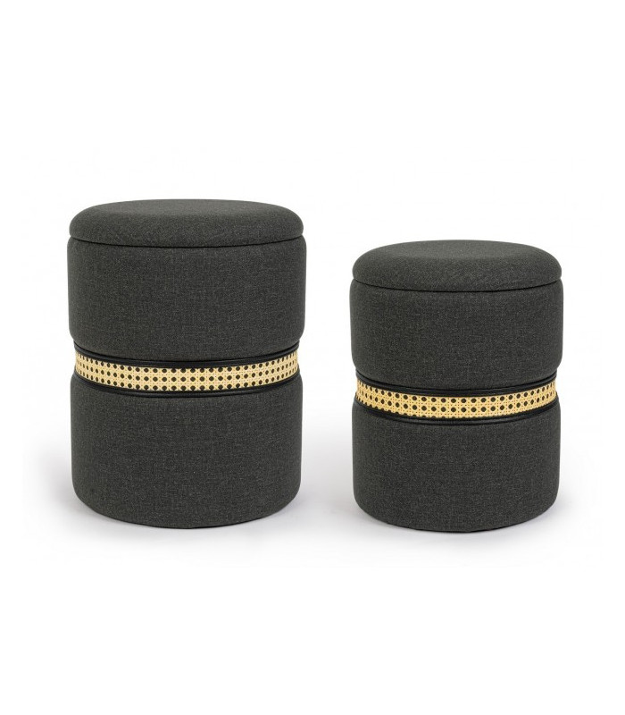 SET2 POUF CONTAINER KARINA CARBON - Poufs and furniture cushions | Arredinitaly