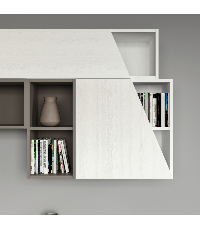 MD9 CABINET WITH BOOKCASE AND SLOPING DOORS L.153 cm | SANTA LUCIA | Arredinitaly