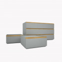 MODO GROUP WITH TWO 1-DRAWER BEDSIDE TABLES AND COMO' WITH 3 DRAWERS.