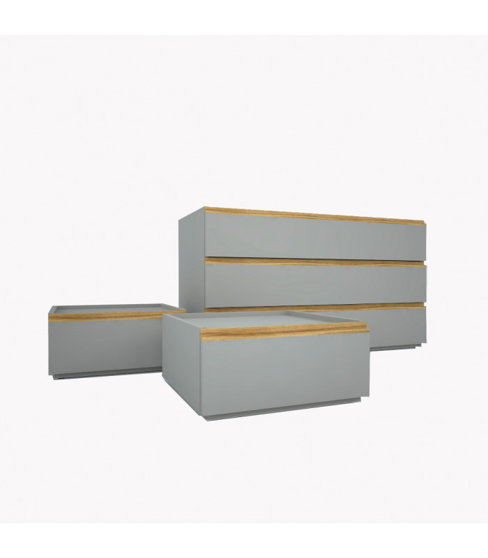 MODO GROUP WITH TWO 1-DRAWER BEDSIDE TABLES AND COMO' WITH 3 DRAWERS. | SANTA LUCIA | Arredinitaly