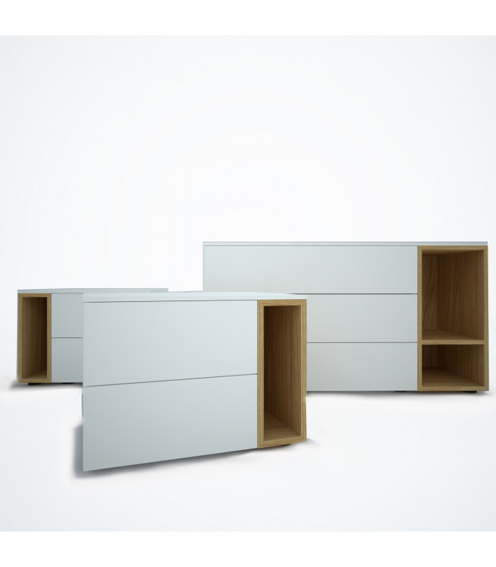 GROUP SISTEMA DICIOTTO OPEN COMPARTMENT, WITH TWO BEDSIDE TABLES AND ONE COMO' | SANTA LUCIA | Arredinitaly