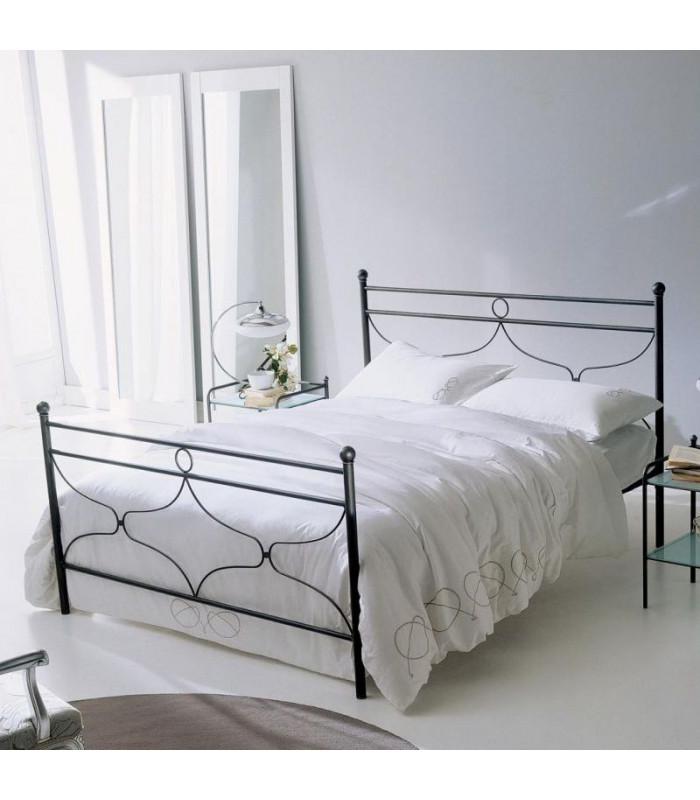 Wrought Iron Bed in a square and Half Marika Black Graphite 
