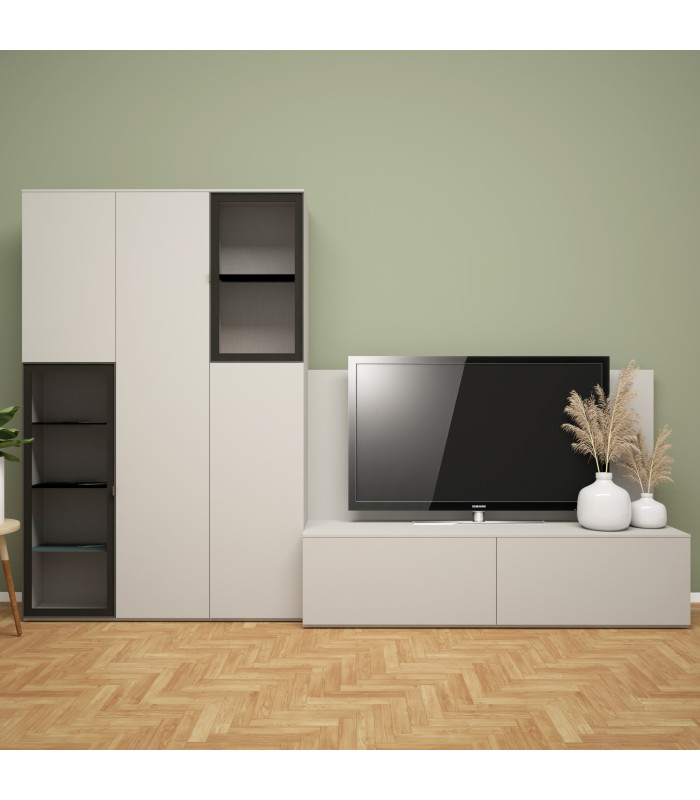 Salon avec meuble TV et bibliothèque L.323 - Meubles TV | Arredinitaly