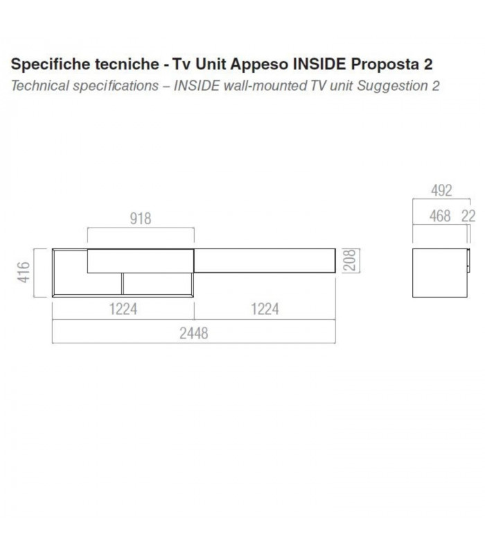 Unité Tv intérieure suspendue P.2| SANTALUCIA | Arredinitaly