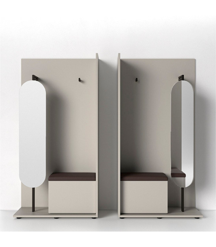 Appendiabiti da ingresso con specchio e modulo seduta liscio| SANTALUCIA MOBILI | Arredinitaly