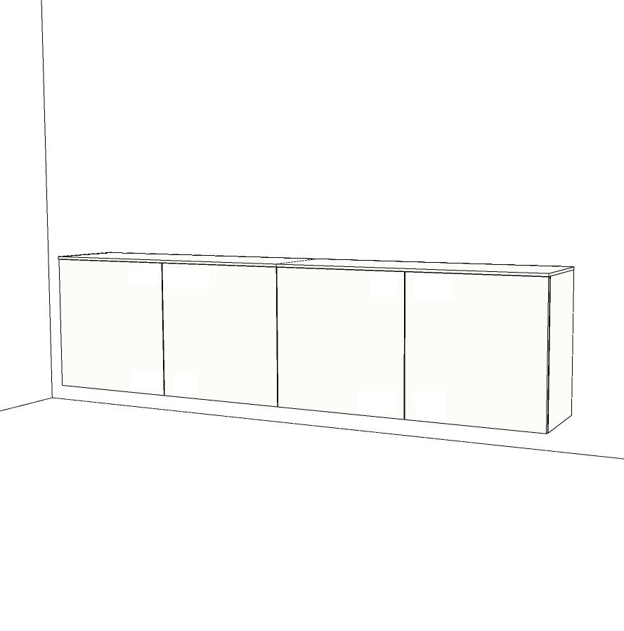 Suspended sideboard with hanger