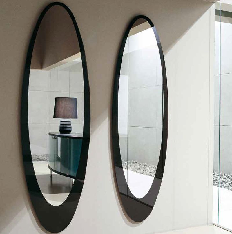 Olmi: Vetro serigrafato nero e specchio argentato V0002