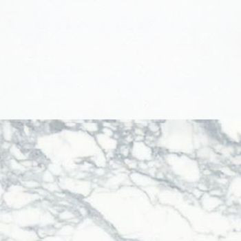 Métal blanc mat + marbre blanc poli de Carrare