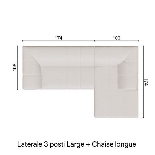 Laterale 3 posti large + chaise longue