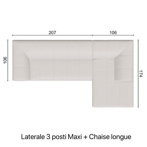 Side 3 maxi seats + chaise longue