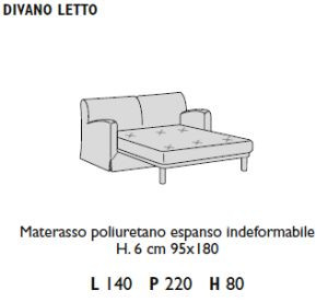 2-seater sofa bed (W 140 D 220 H 80 cm)