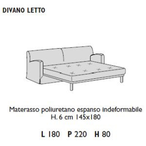 Divano-letto 3 posti (L 180 P 220 H 80 cm)