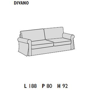 3 seater sofa (W 188 D 80 H 92 cm)