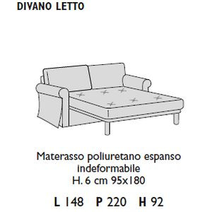 2-seater sofa bed (W 148 D 220 H 92 cm)