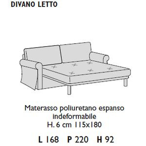 2-seater maxi sofa bed (W 168 D 220 H 92 cm)