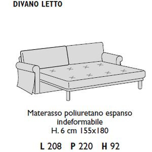 3-seater maxi sofa bed (W 208 D 220 H 92 cm)